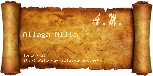 Allaga Milla névjegykártya
